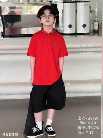 Áo Polo Banbino đỏ cá heo