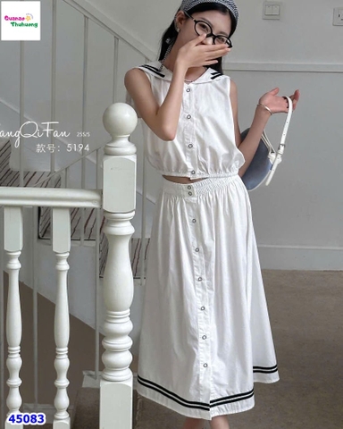 Set váy trắng thuỷ thủ