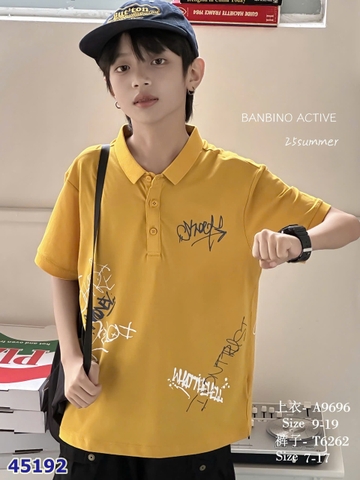 Áo Polo Banbino vàng chữ màu