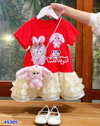Đầm Miakid đỏ BB3 nơ