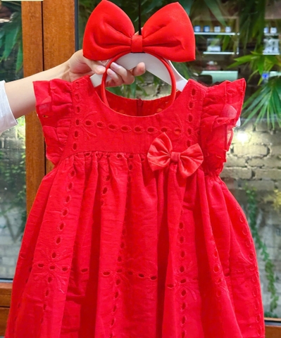Đầm Sofia đỏ nơ