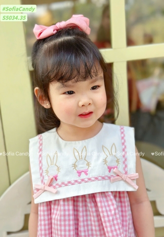 Đầm Sofia caro hồng thỏ