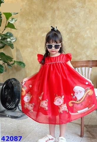 Đầm Sofia đỏ tuần lộc - size 8-9y