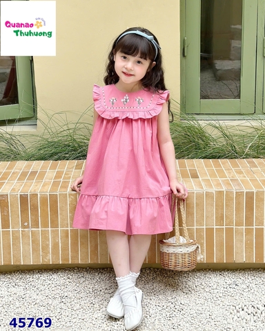 Đầm Tohee hồng in hoa lá