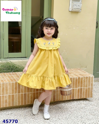 Đầm Tohee vàng in hoa lá