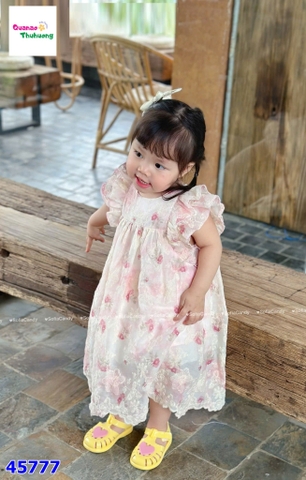 Đầm Sofia hồng thêu hoa