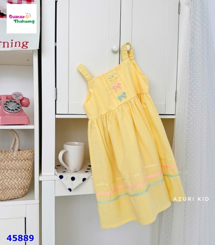 Đầm 2 dây Azuri vàng đính nơ