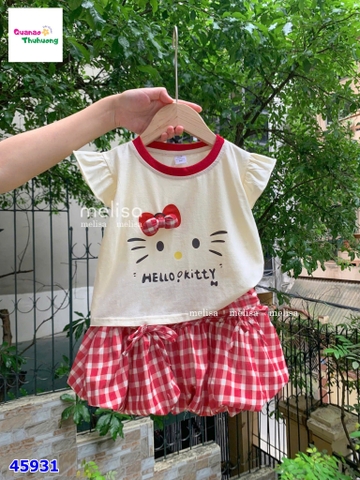 Set Melisa kem kitty, chân váy bí caro đỏ
