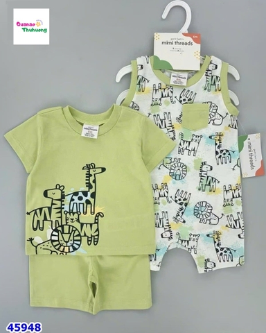 Set bodysuit xanh hươu cao cổ - Size 6m