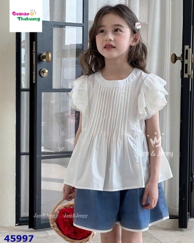 Set J&J áo trắng+ quần short jean