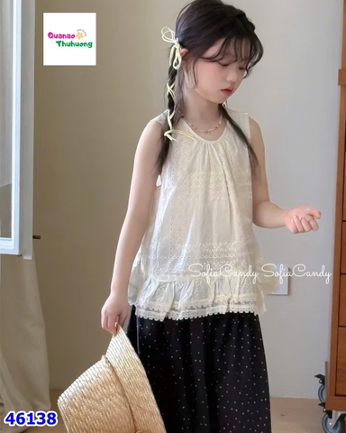 Set MiaKid áo kem, quần chấm bi