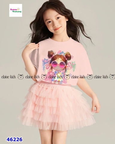 Set váy Elaine áo hồng cô gái