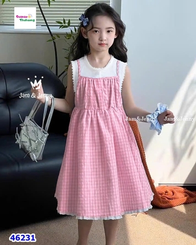 Set đầm yếm J&J caro hồng