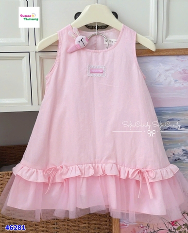 Đầm Sofia hồng phối ren