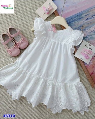 Đầm Sofia trắng thêu hoa phối ren