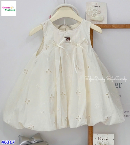 Đầm bí Sofia kem M đính nơ