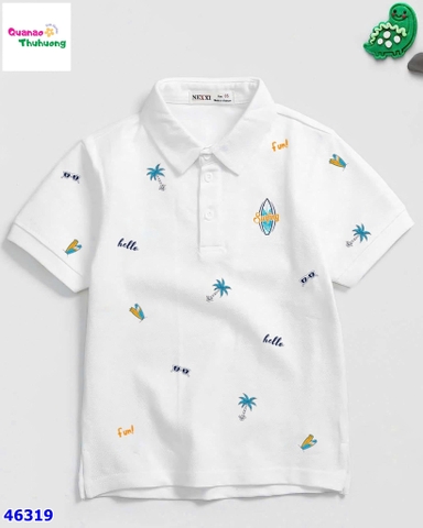 Áo polo Win trắng cây dừa