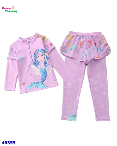 Set bơi dài tím nàng tiên cá đuôi xanh