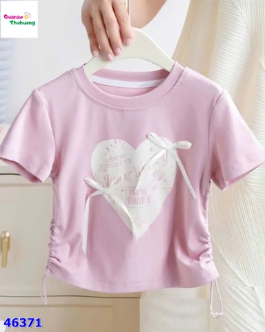 Áo hồng trái tim đính nơ