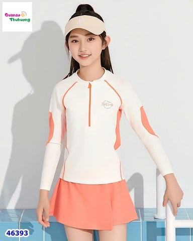 Bộ bơi dài tay kem tay cam Love