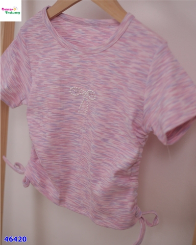 Áo croptop tím nơ ngọc trai