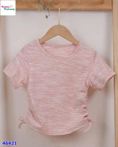 Áo croptop hồng nơ ngọc trai