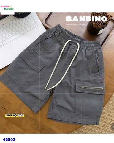 Quần short kaki Banbino xám túi kéo