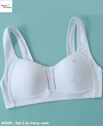 Set 2 áo lót (bra) trắng-xanh