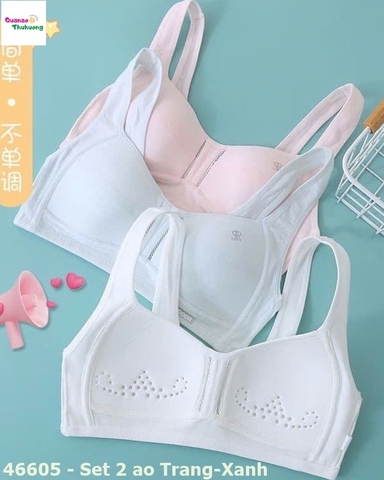 Set 2 áo lót (bra) trắng-xanh
