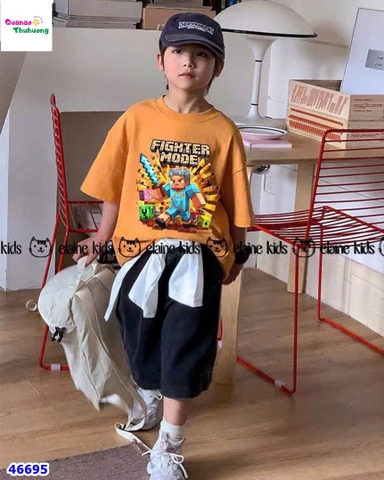 Bộ Elaine cam Minecraft, quần jean đen