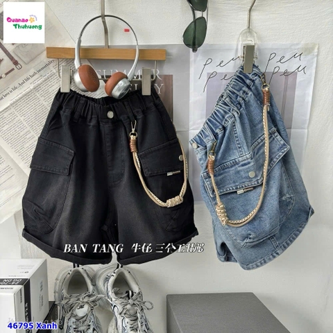 Quần short jean Bantang xanh túi hộp