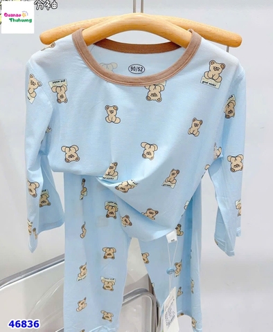 Bộ dài Tencel xanh gấu