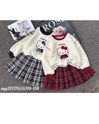 Set áo Hoodie kem viền đen Kitty