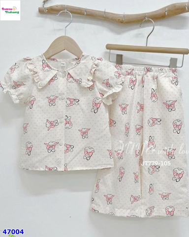 Bộ dài June chấm bi hồng thỏ