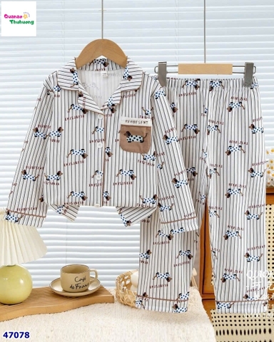 Pyjama Qkelke nâu sọc chó