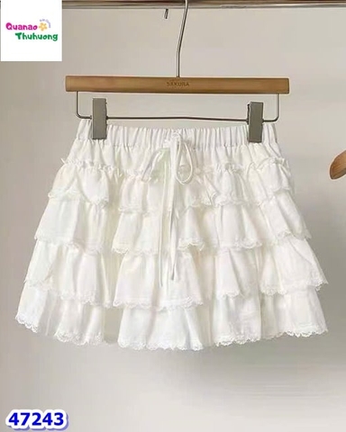 Chân váy trắng tầng ren