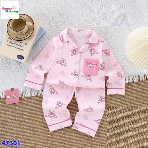 Pyjama hồng Melody có túi hồng đậm