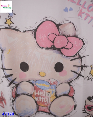 Áo thun trắng Hello Kitty vương miện