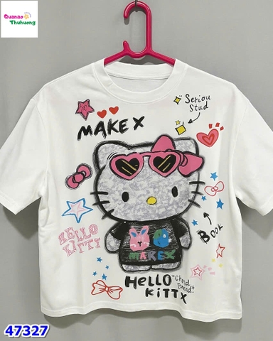 Áo thun trắng Kitty đeo kính