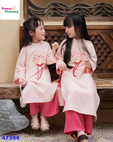 Áo dài Cúc chi hồng Như Ý
