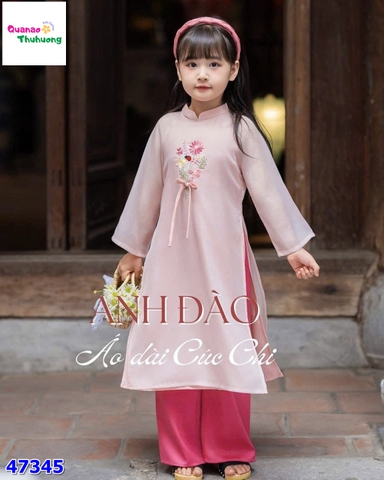 Áo dài Cúc chi hồng Anh Đào
