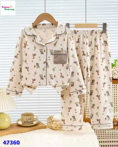 Pyjama kem khủng long túi nâu