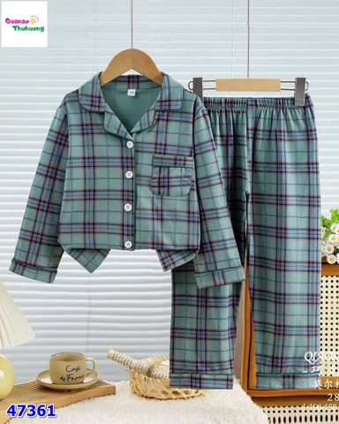 Pyjama caro xanh lá