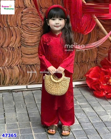 Áo dài MLS đỏ đính hoa