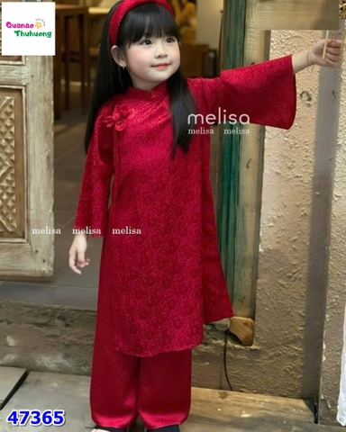 Áo dài MLS đỏ đính hoa