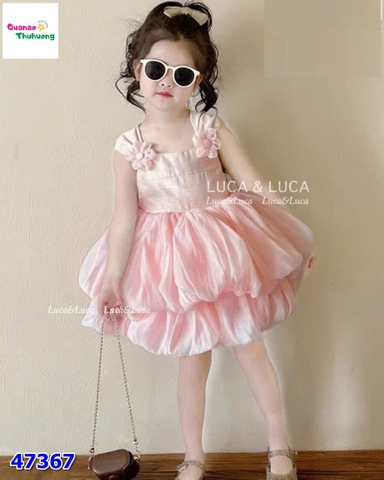 Đầm Luca hồng váy bí 2 tầng