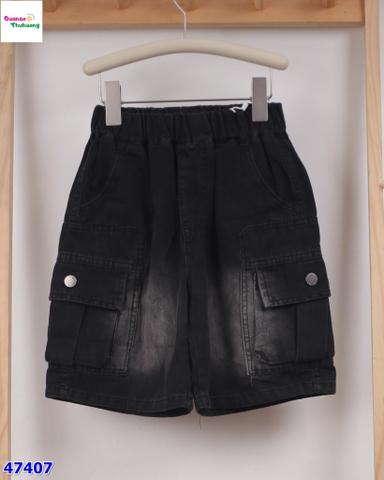 Short jean XSD đen túi hộp có nút