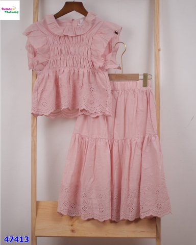 Set váy XXY hồng dập hoa