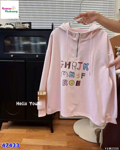 Áo Sweater hồng GHRJ khóa kéo