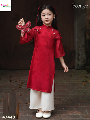 Áo dài Econice đỏ Lệ Chi